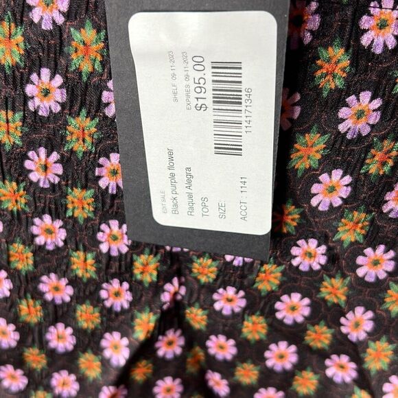 Raquel Allegra Dolly Silk Blouse Daisy Print Size 1/Medium/6 US Nwt - Picture 5 of 9